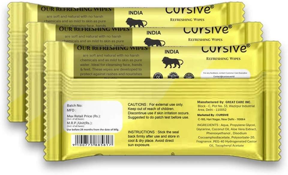 Lamon Typeface CURSIVE Refreshing Face Wet Wipes with Lemon Mint facial wipes - Price ...