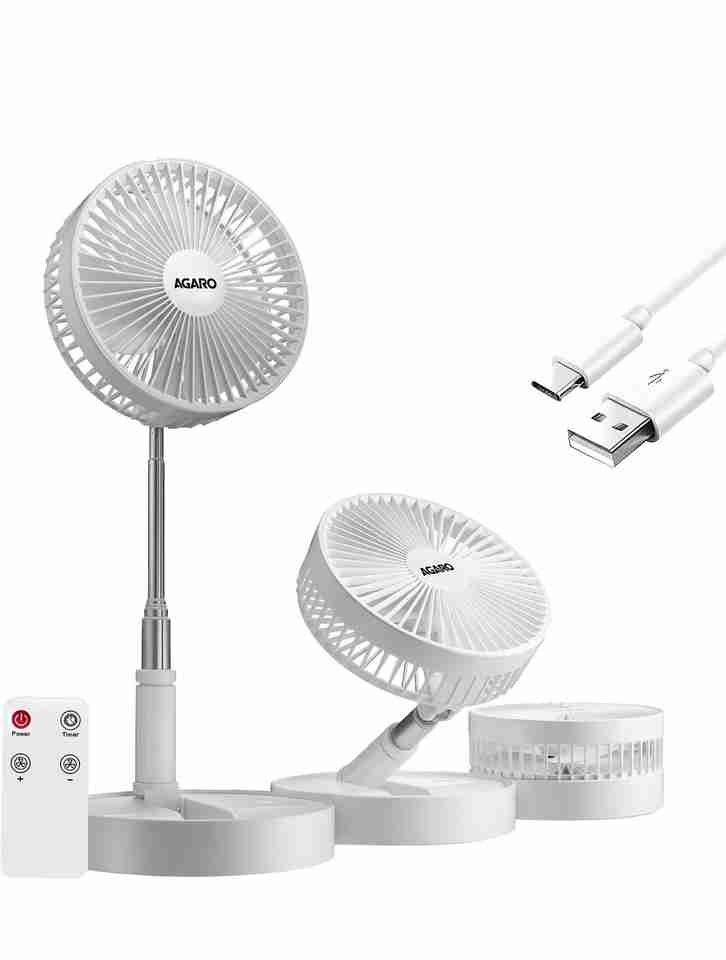 AGARO Grand Foldable Stand Fan With Remote Control, Rechargeable ...