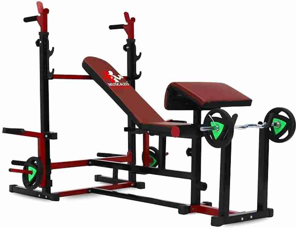 MUSCAZO FITNESS 8 IN 1 Heavy Duty Bench with Rack & Preacher Curl ...