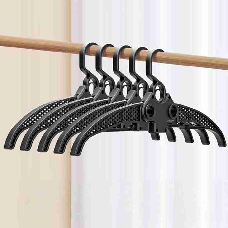 QXORE Portable Folding Clothes Hangers Plastic Coat Pack of 5 Hangers ...