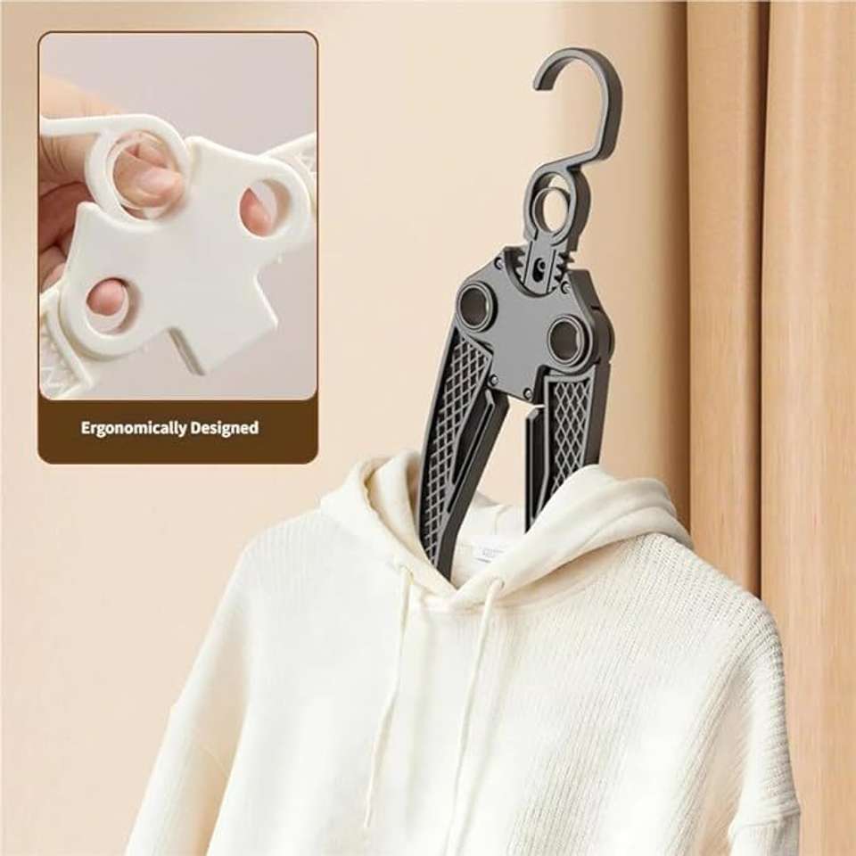 QXORE Portable Folding Clothes Hangers Plastic Coat Pack of 5 Hangers ...