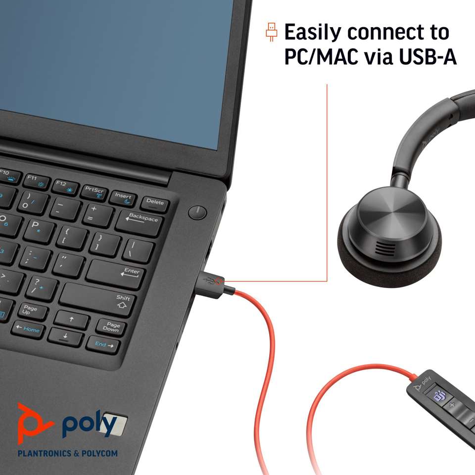 poly by Plantronics Blackwire 3320 USB-C (Poly) Wired, Dual-Ear Wired ...