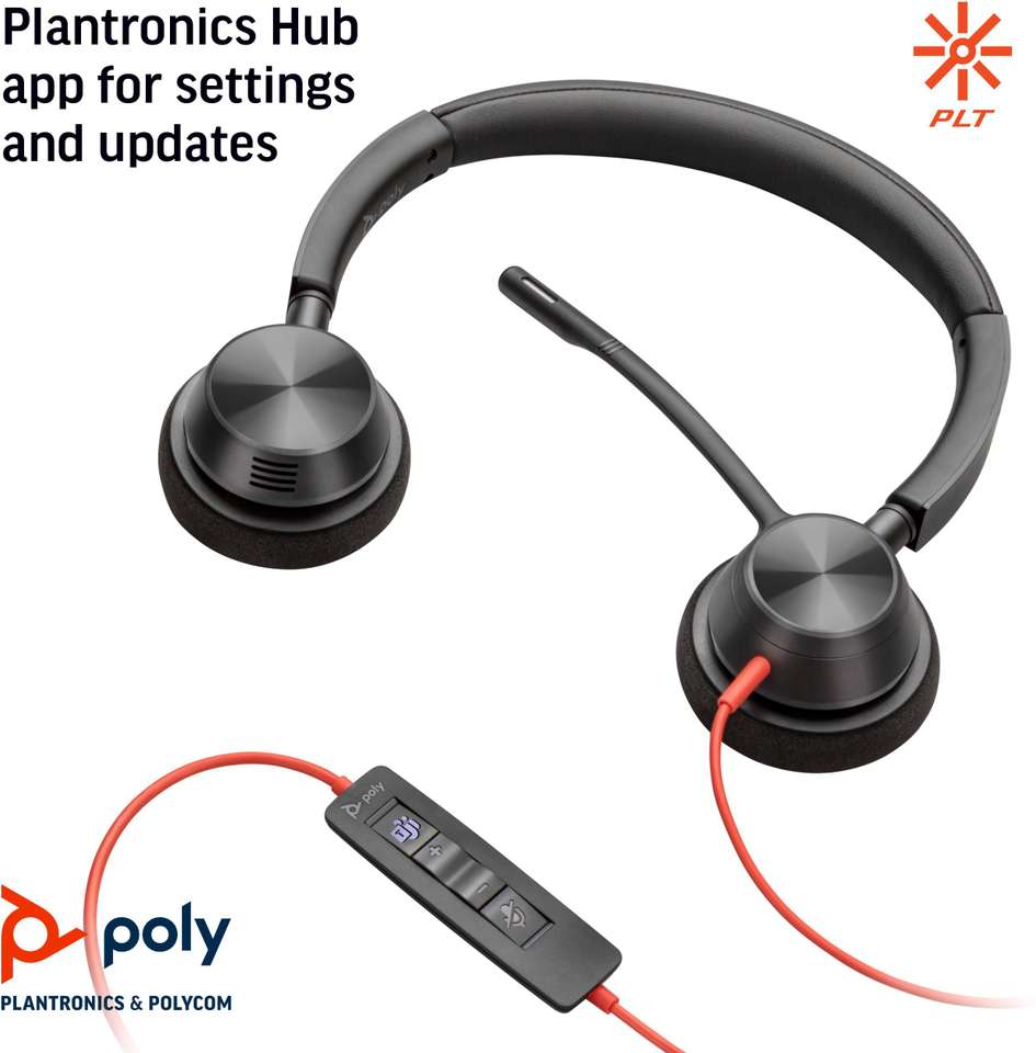 poly by Plantronics Blackwire 3320 USB-C (Poly) Wired, Dual-Ear Wired ...