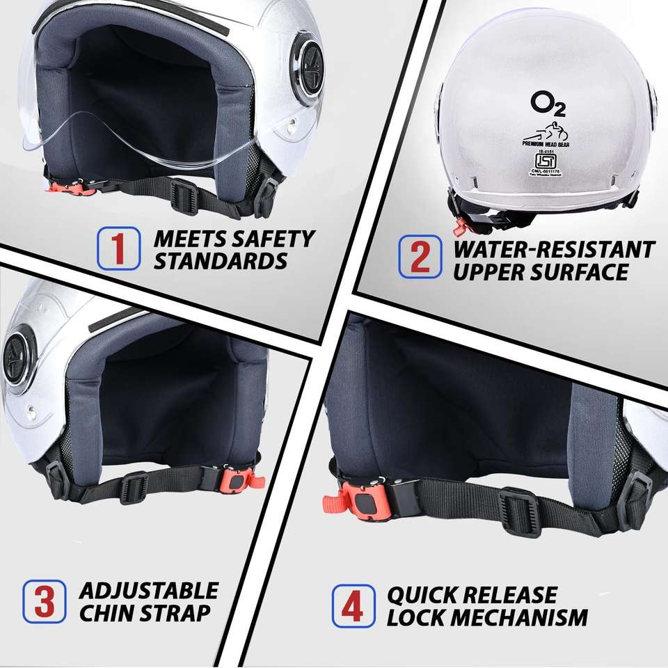 O2 Helmet O2 Open Face / Half face Helmet Unisex for Bike Women Men With ISI ...
