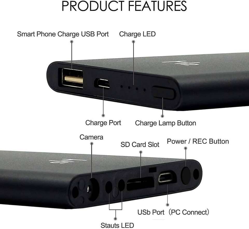 SNARIYOVSN H2 1080P Hidden Power Bank Camera Nanny Cam, 5 Hours ...