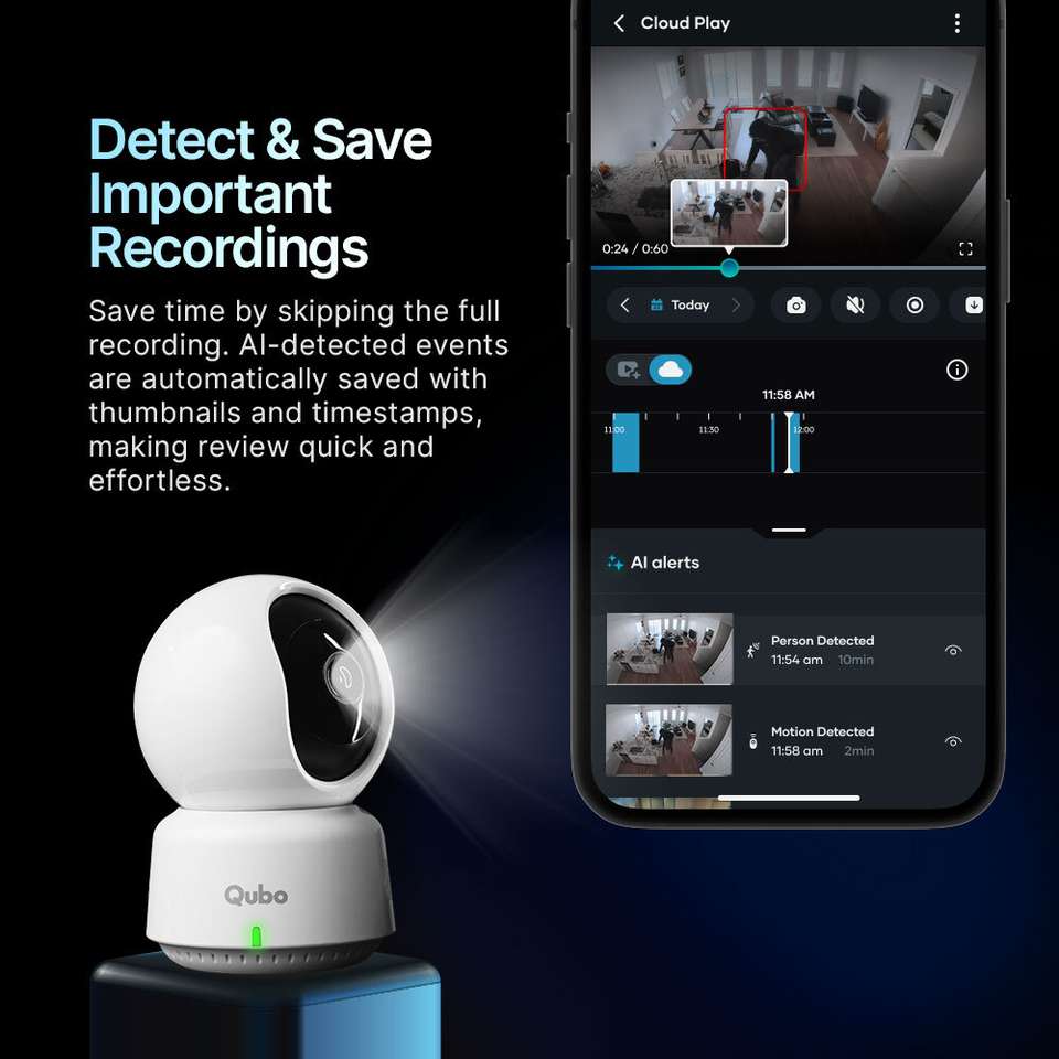 Qubo Smart Cam 360 3MP Security Camera Price in India - Buy Qubo Smart ...