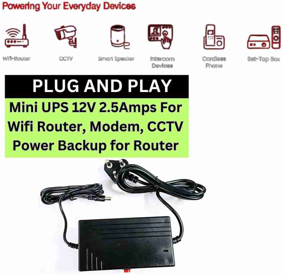TechSupreme Mini UPS 12V 2.5Amps For Wifi Router, Modem, CCTV Power ...
