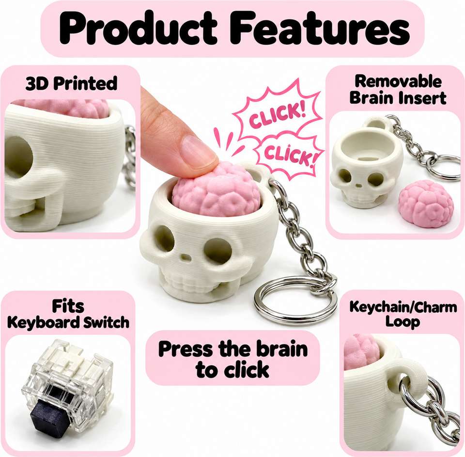 Brain Set JIYANSHI RETAIL Skull Brain Clicker Fidget Keychain Key Chain Price in ...