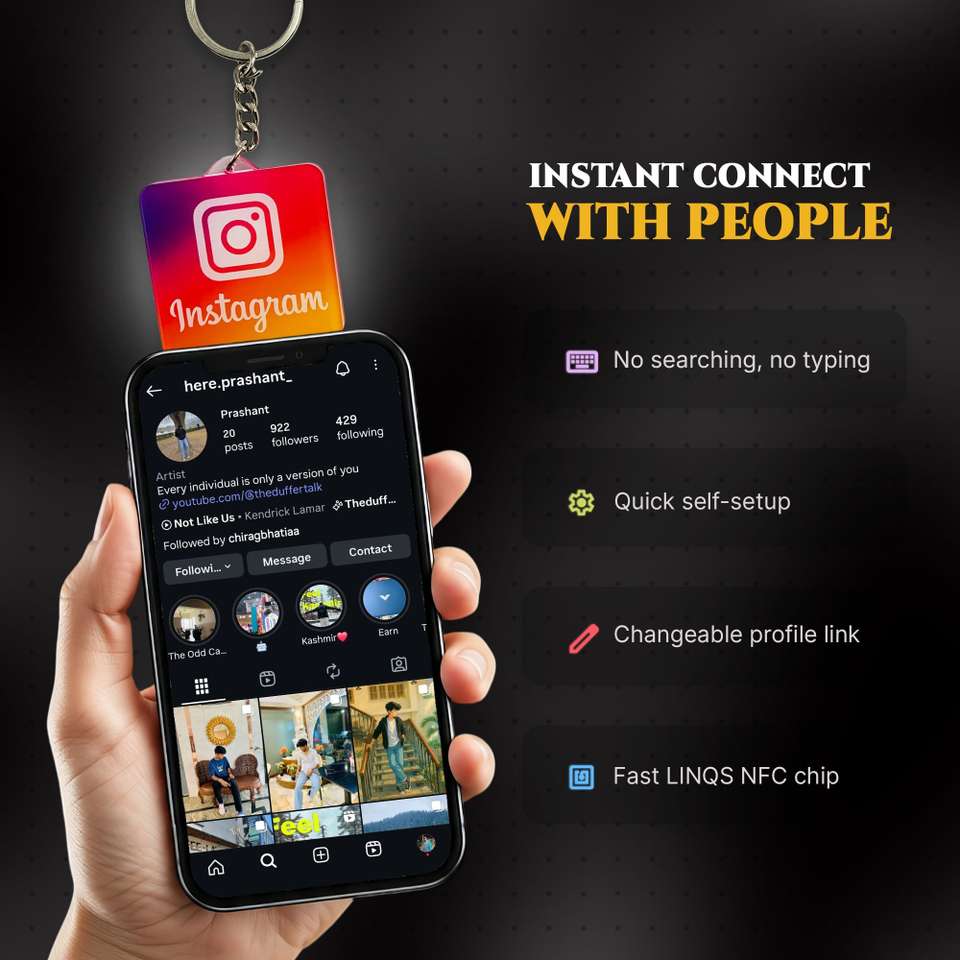 linqs Instagram NFC + QR Keychain | 2-inch Acrylic | Update Link ...