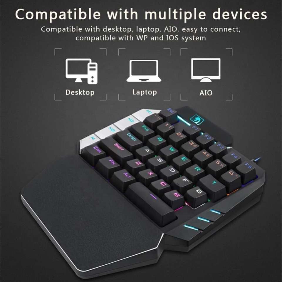 Keyborad Signs Confiavel One Hand Non Mechanical Gaming Keyboard 4 in 1 and Backlit ...