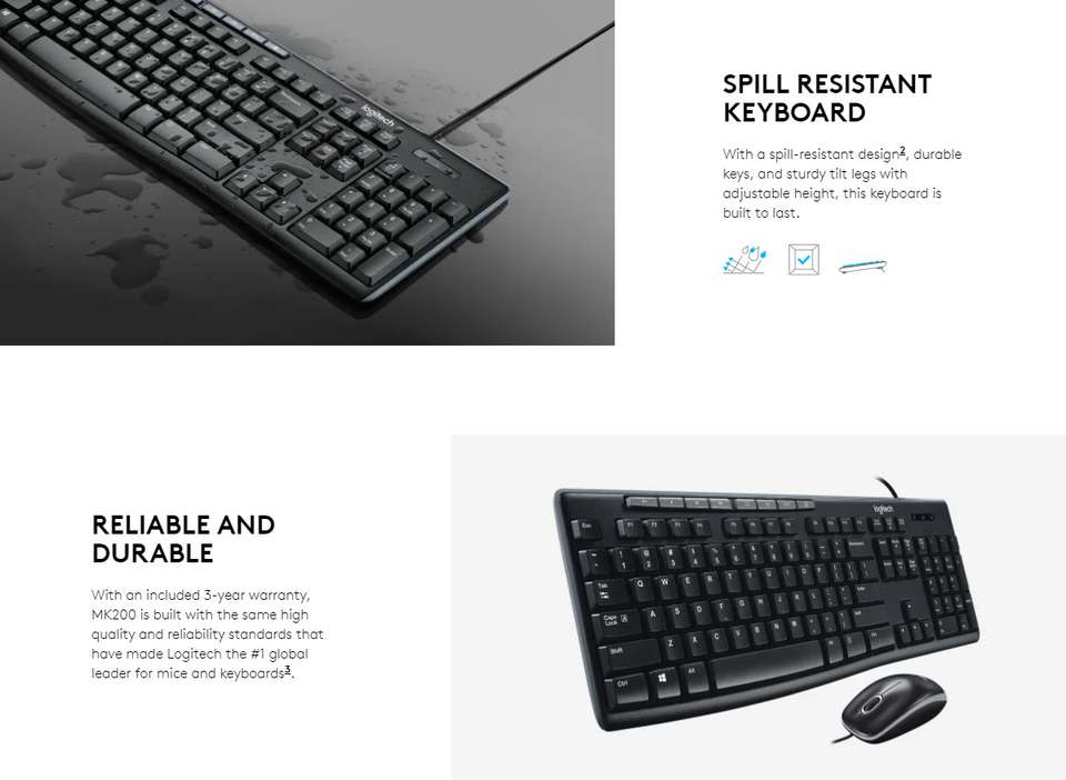Mk200 Logitech MK200 MEDIA KEYBOARD AND MOUSE COMBO FULL-SIZED PLUG & PLAY ...