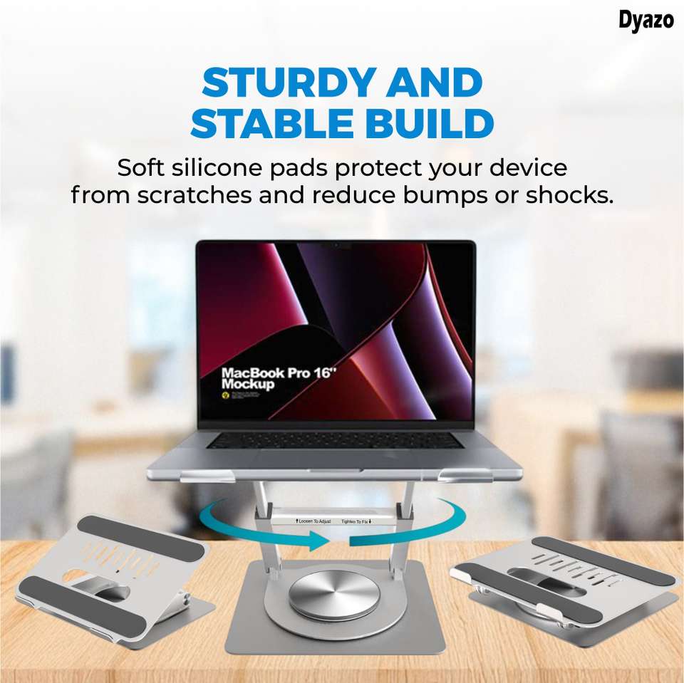 Dyazo Plus DZ9696 Carbon Steel Rotatable Laptop Stand with Adjustable ...