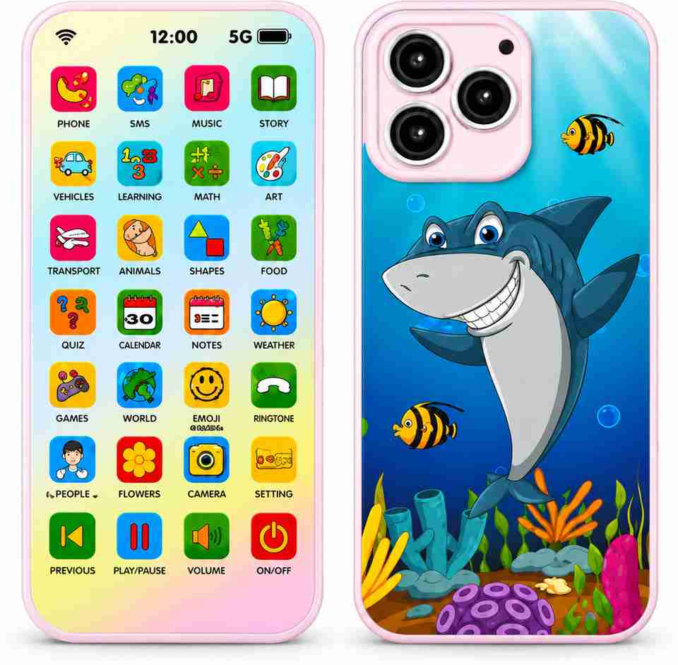 PlayCraft Kids Interactive Learning Toy Phone with Music, Stories ...
