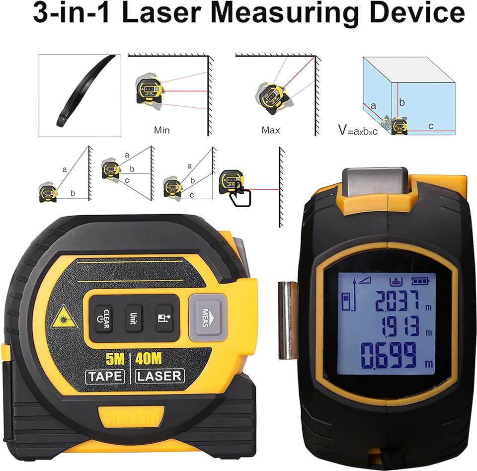 Avedia Digital Measuring Tape Measurement Distance 40 Meter Automatic ...