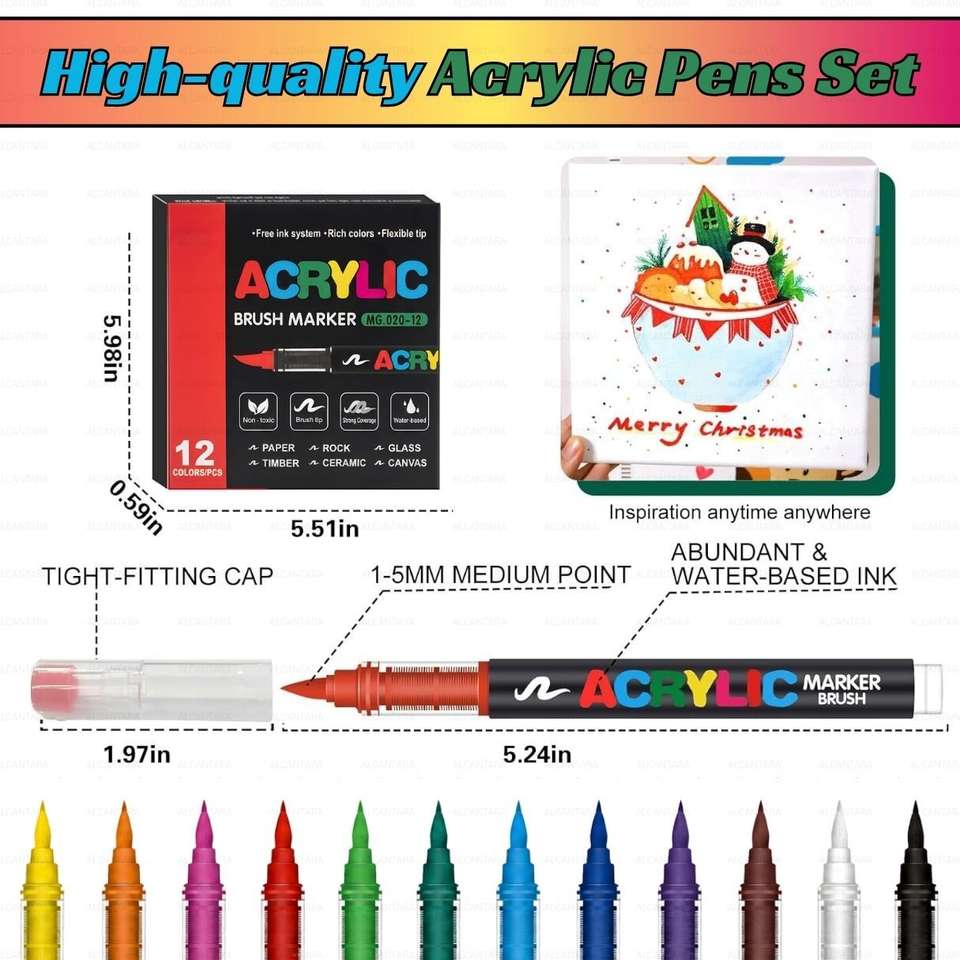 Flipkart.com | YANVORA Acrylic Brush Marker Pen Set with Flexible Tips ...