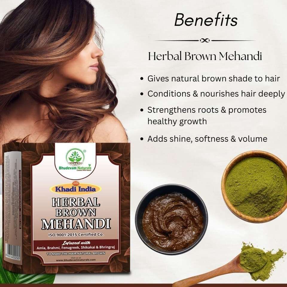 Bhudevam Naturals Brown Henna Mehndi Powder for Hair Care ...