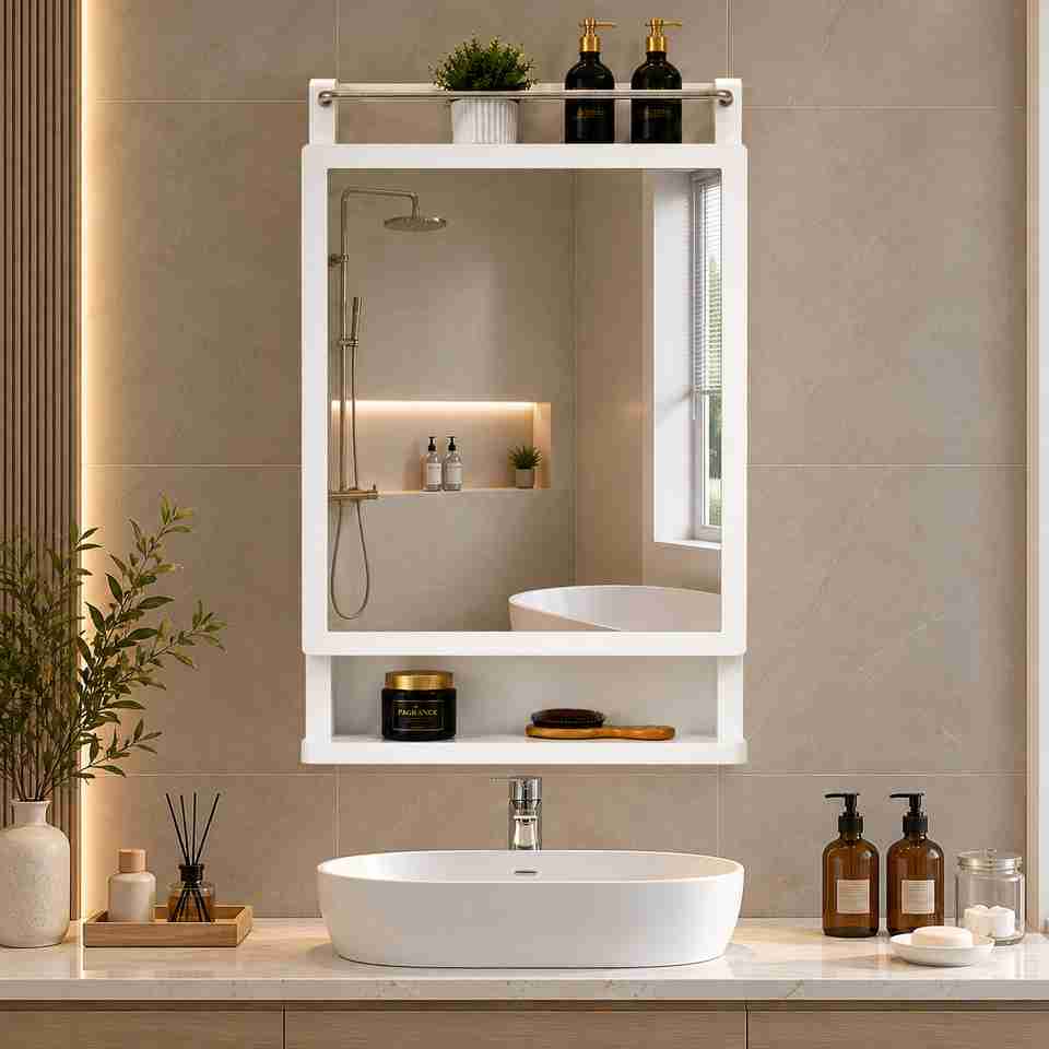LUPPRA Beautiful White Cabinet Mirror with Timeless Elegant Style ...