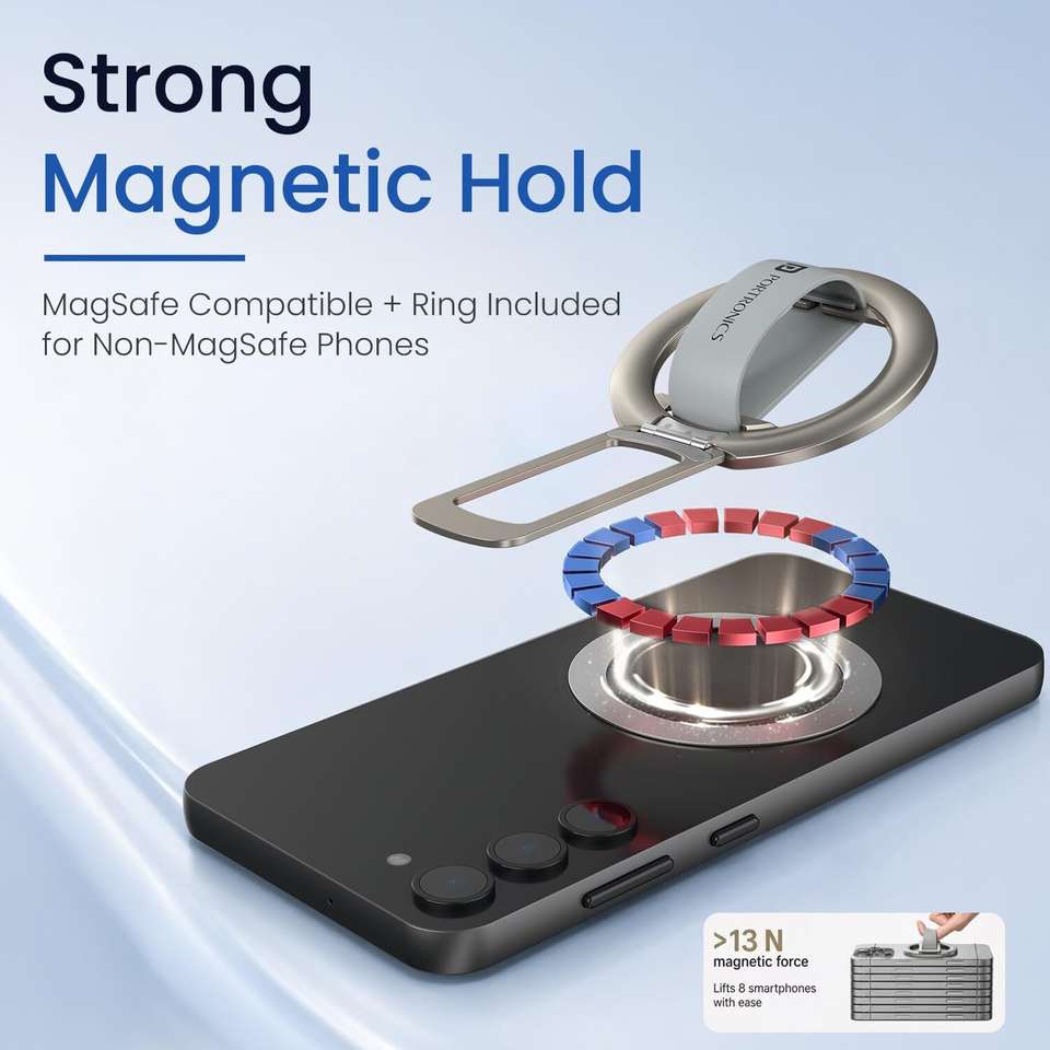 Portronics Clixo Pro Magnetic Phone Holder & Grip Stand, Silicone loop ...