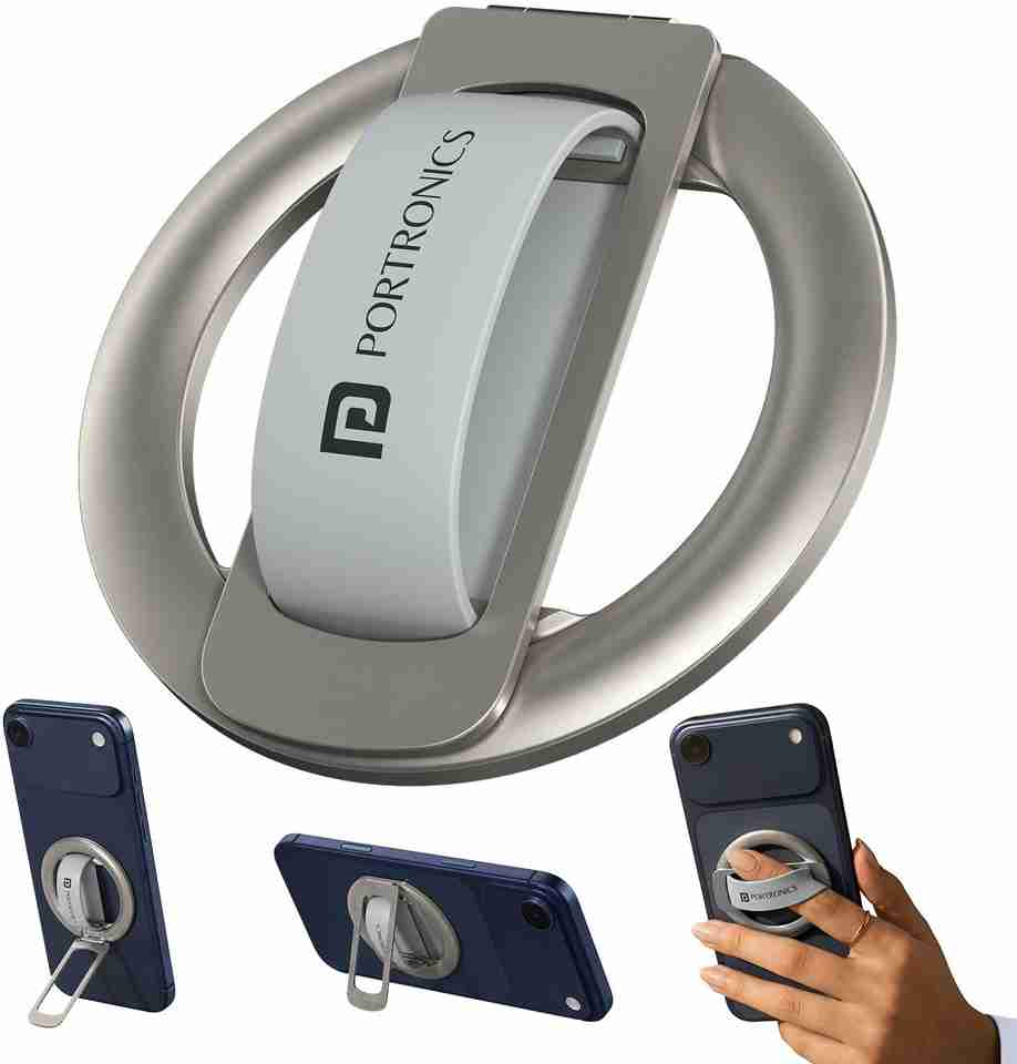 Portronics Clixo Pro Magnetic Phone Holder & Grip Stand, Silicone loop ...