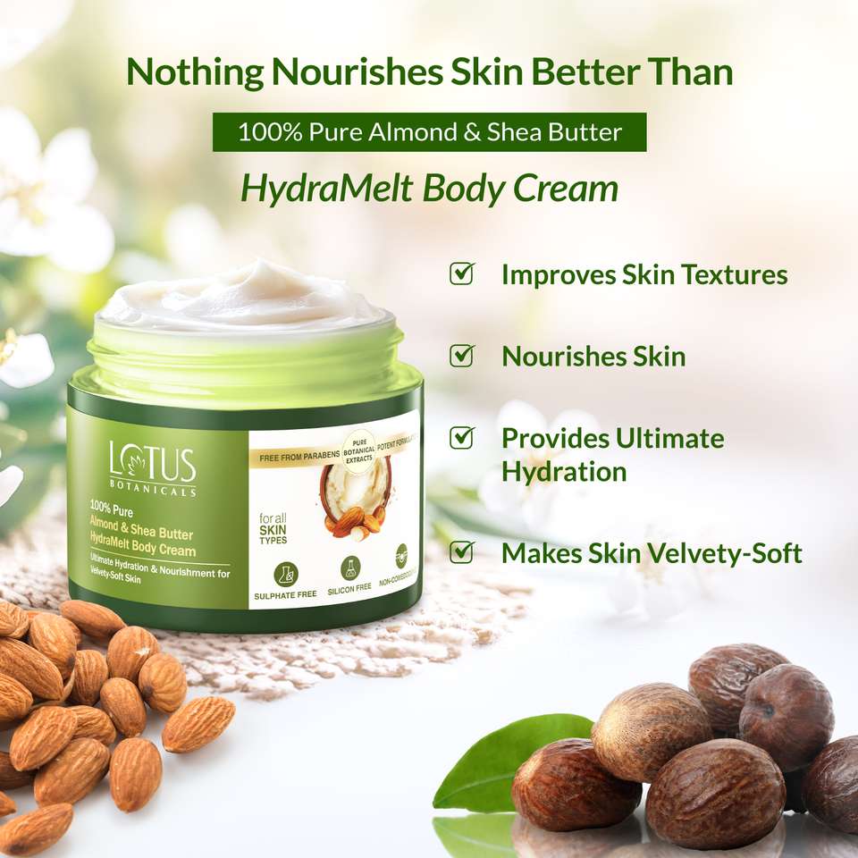 Lotus Botanicals 100% Pure Almond & Shea Butter HydraMelt Body Cream ...