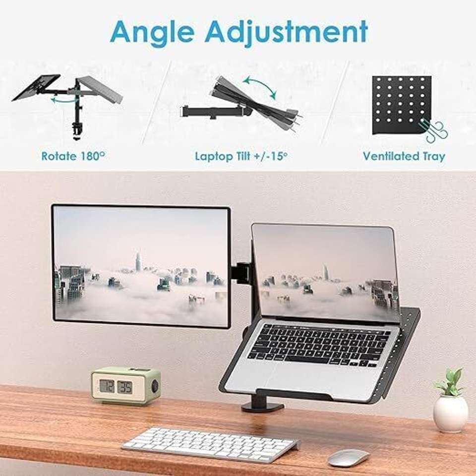 TONY STARK 2-in-1 Height Adjustable LCD Monitor stand with Laptop stand ...