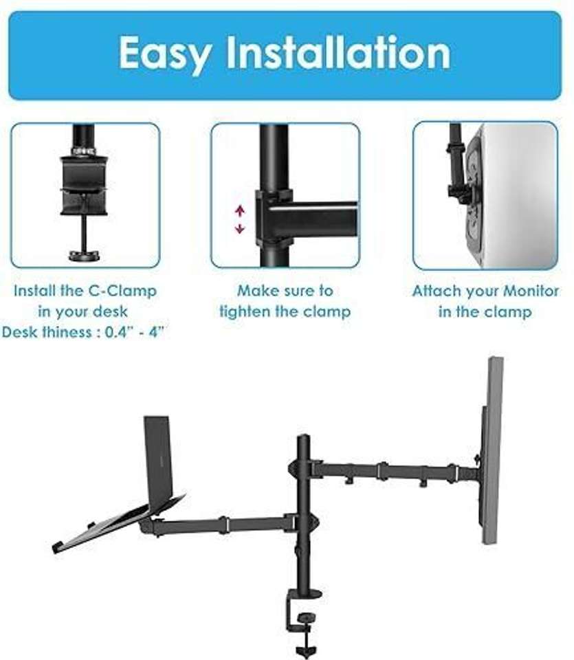 TONY STARK 2-in-1 Height Adjustable LCD Monitor stand with Laptop stand ...