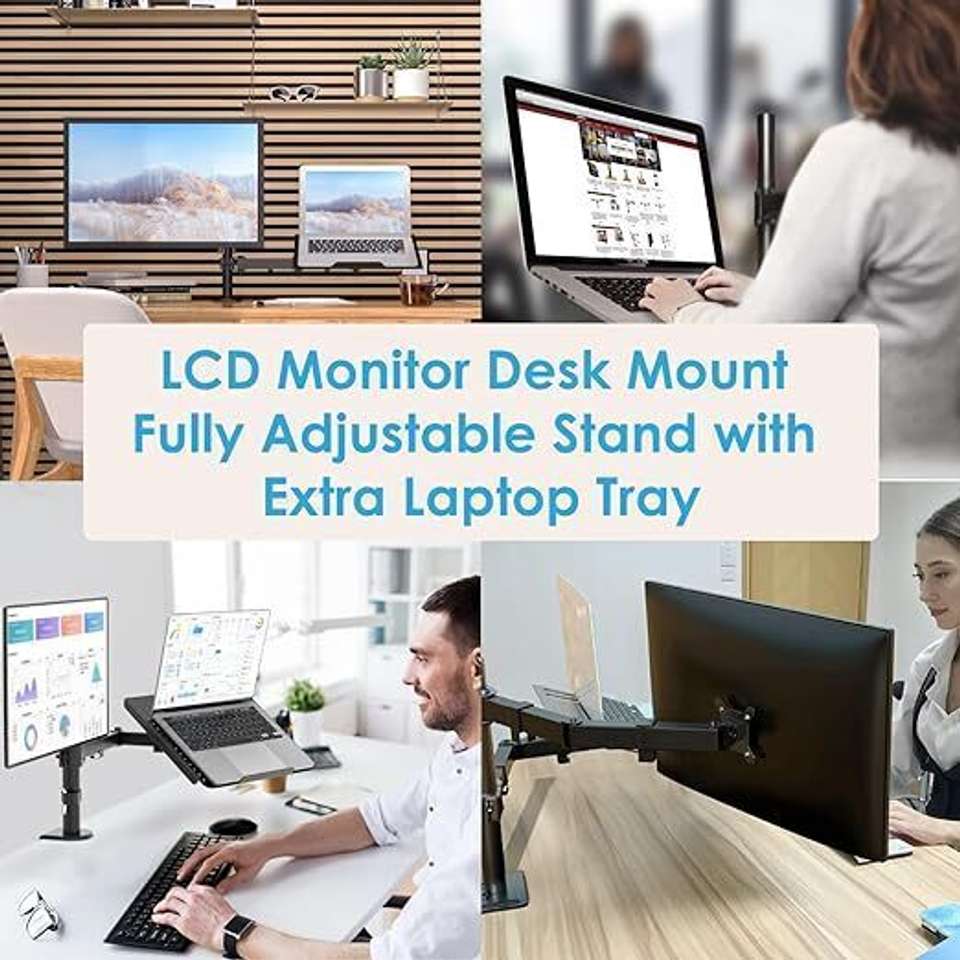 TONY STARK 2-in-1 Height Adjustable LCD Monitor stand with Laptop stand ...