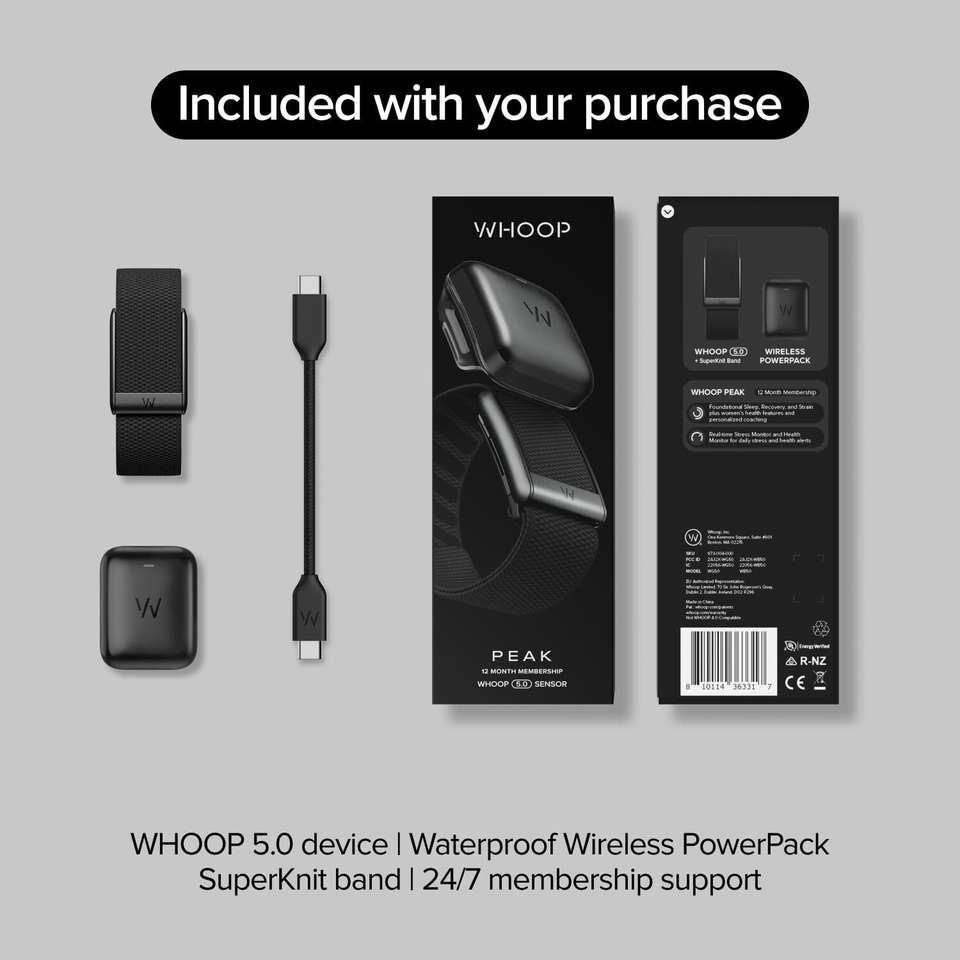 WHOOP Peak 5.0 Fitness Tracking Band with 24x7 Heart Rate, HRV, Stress ...