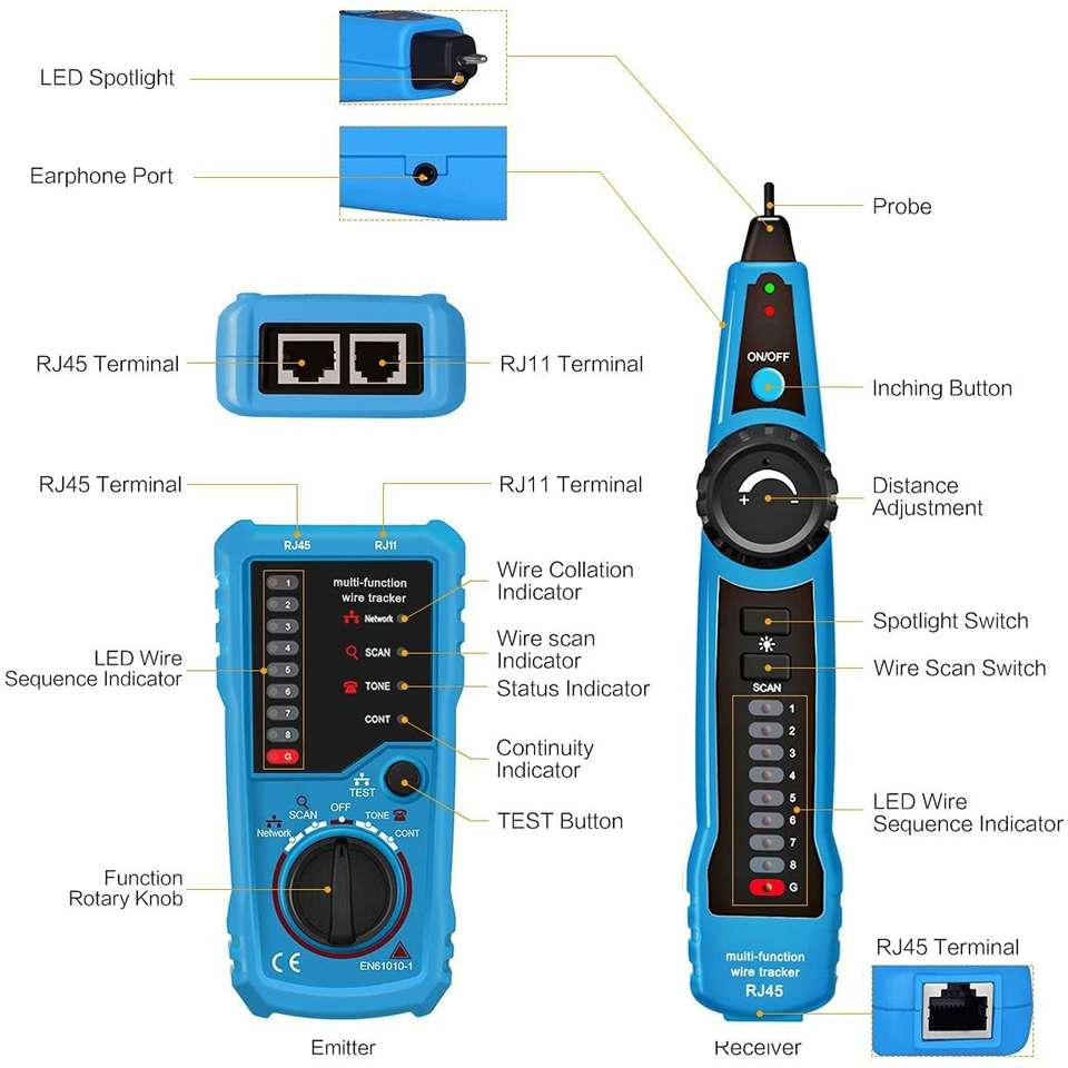Techtest Wire Tracker Cable Tester Network Cable Tester Fwt11 Wire ...