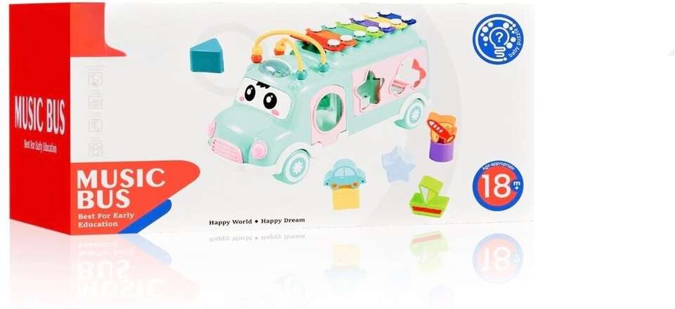 Maze Rabbitfish Novexa Kids Musical Activity Bus with Xylophone, Shape Sorter & Bead ...