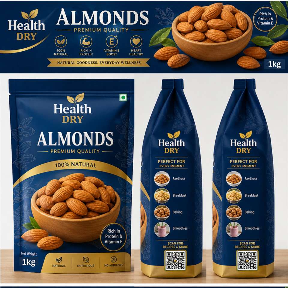 HEALTH DRY Premium California Almonds |Protein, Calcium, Magnesium ...