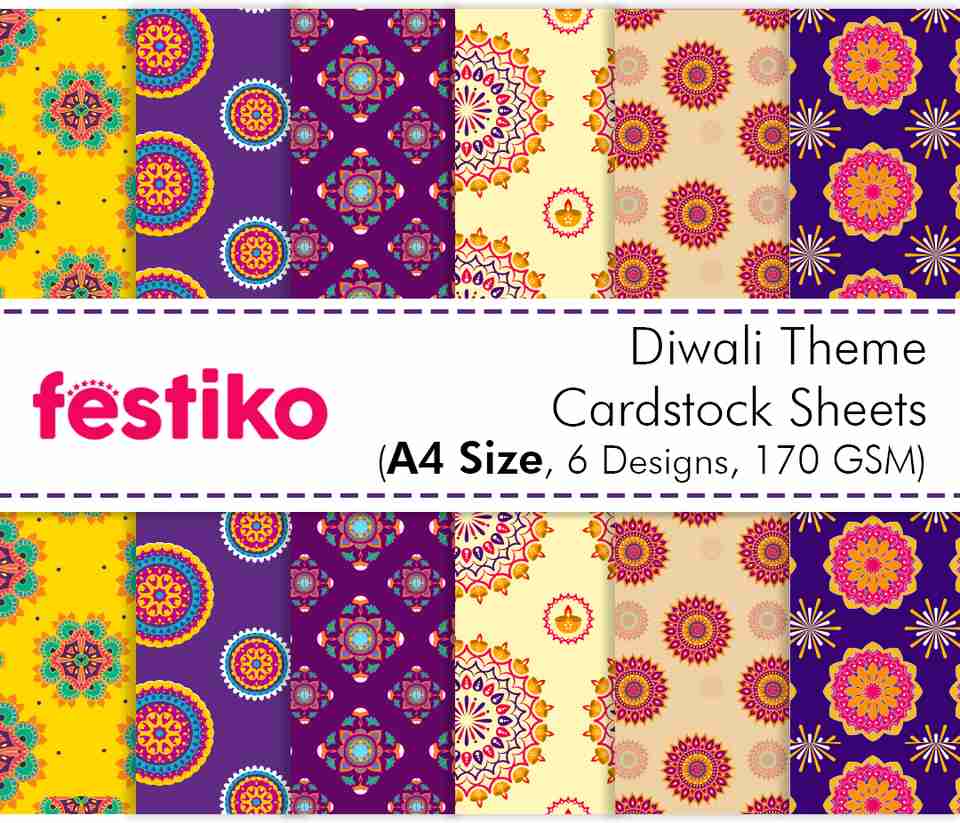 Flipkart.com | Festiko 12 Pcs Pattern Cardstock For Diwali Decorations ...