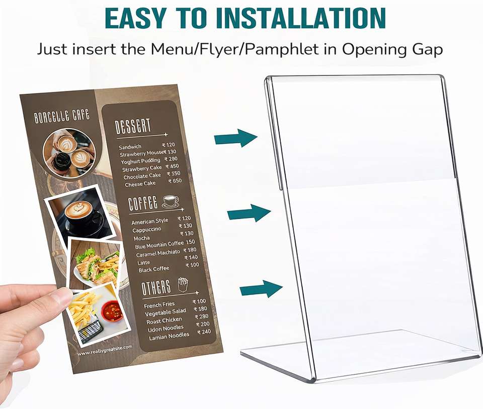 Desi Rang Acrylic Display Stand Sign Holder Menu Card Table paper QR ...