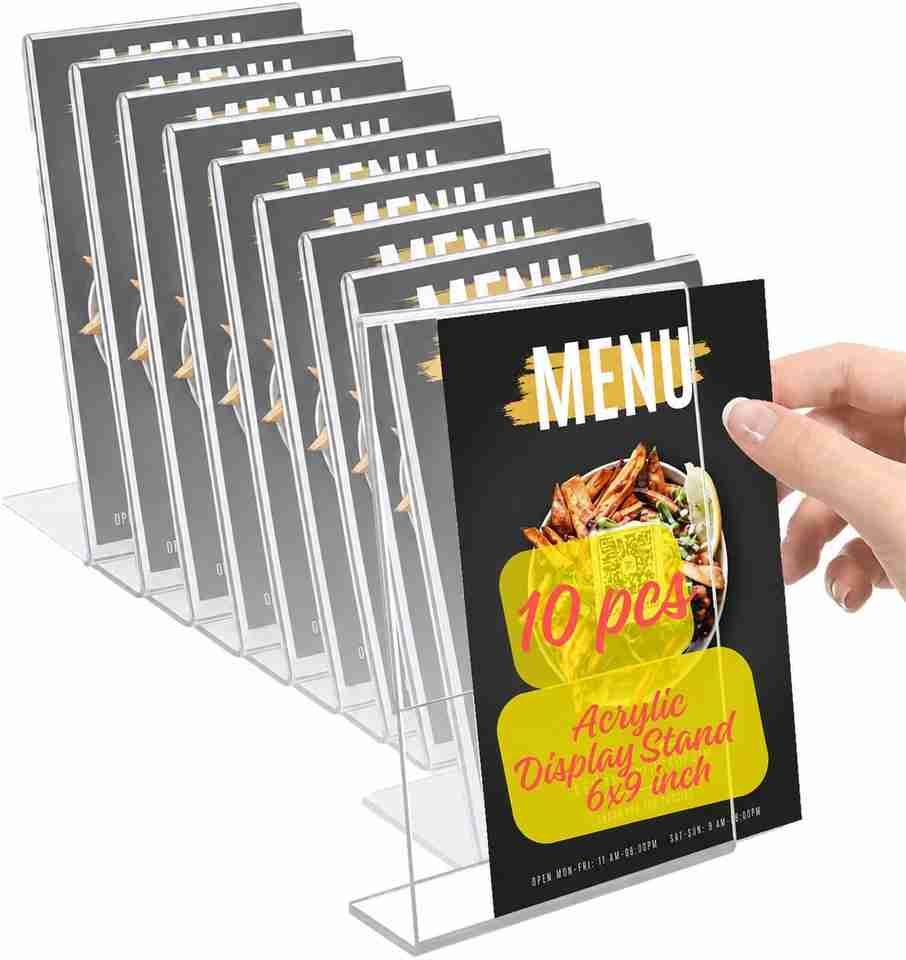Desi Rang Acrylic Display Stand Sign Holder Menu Card Table paper QR ...