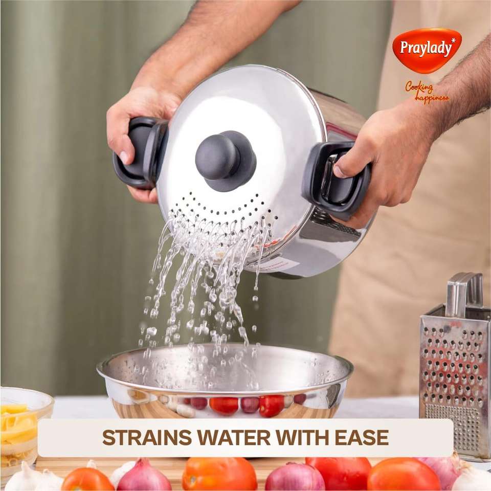 Praylady 3.7L Stainless Steel Strainer Pot (Without Glass Lid), Pasta ...