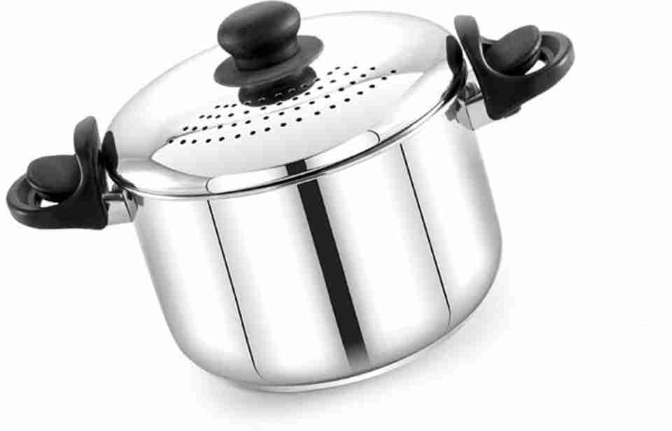 Praylady 3.7L Stainless Steel Strainer Pot (Without Glass Lid), Pasta ...