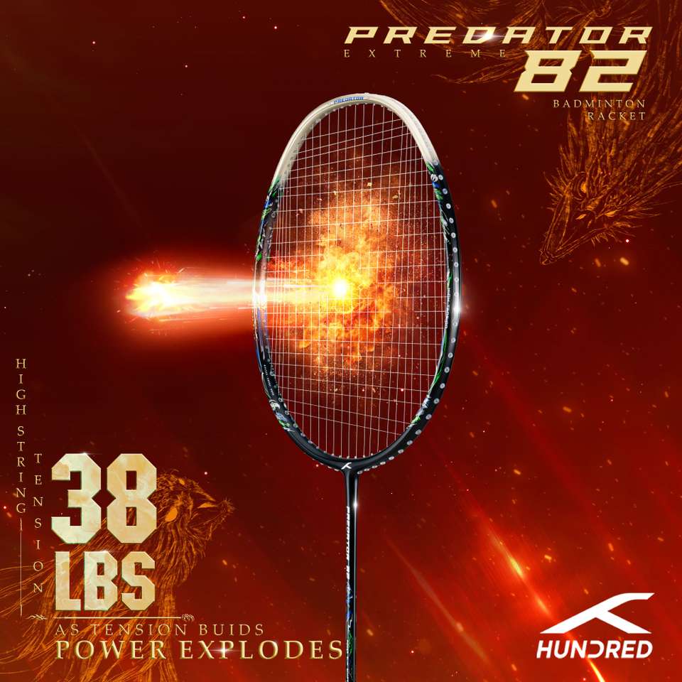 Hundred Predator 84 Extreme Blue, Black Unstrung Badminton Racquet ...