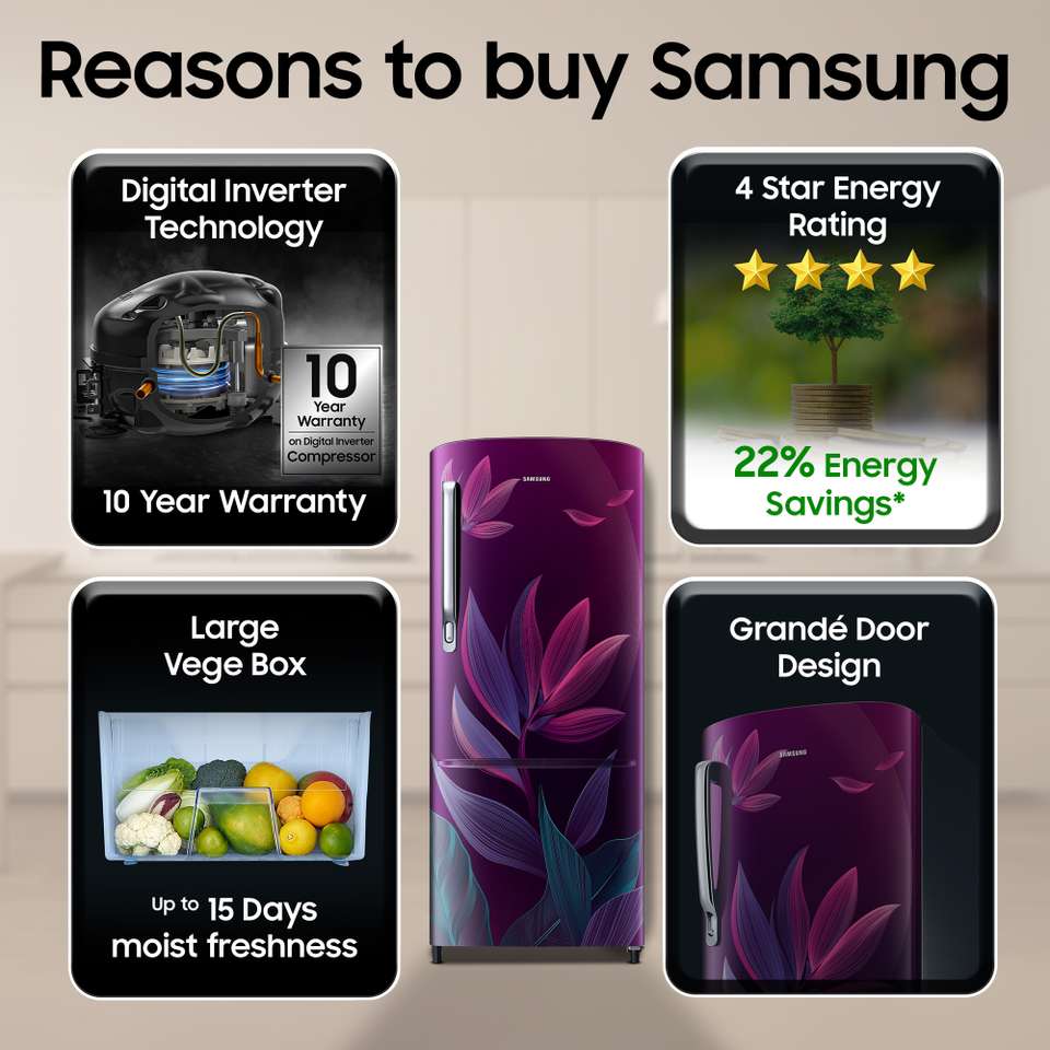 Samsung 183 L Direct Cool Single Door 4 Star Refrigerator with Digital ...