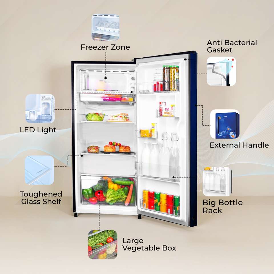 Single Backing Box Haier 190 L Direct Cool Single Door 2 Star Refrigerator with Fast Ice ...