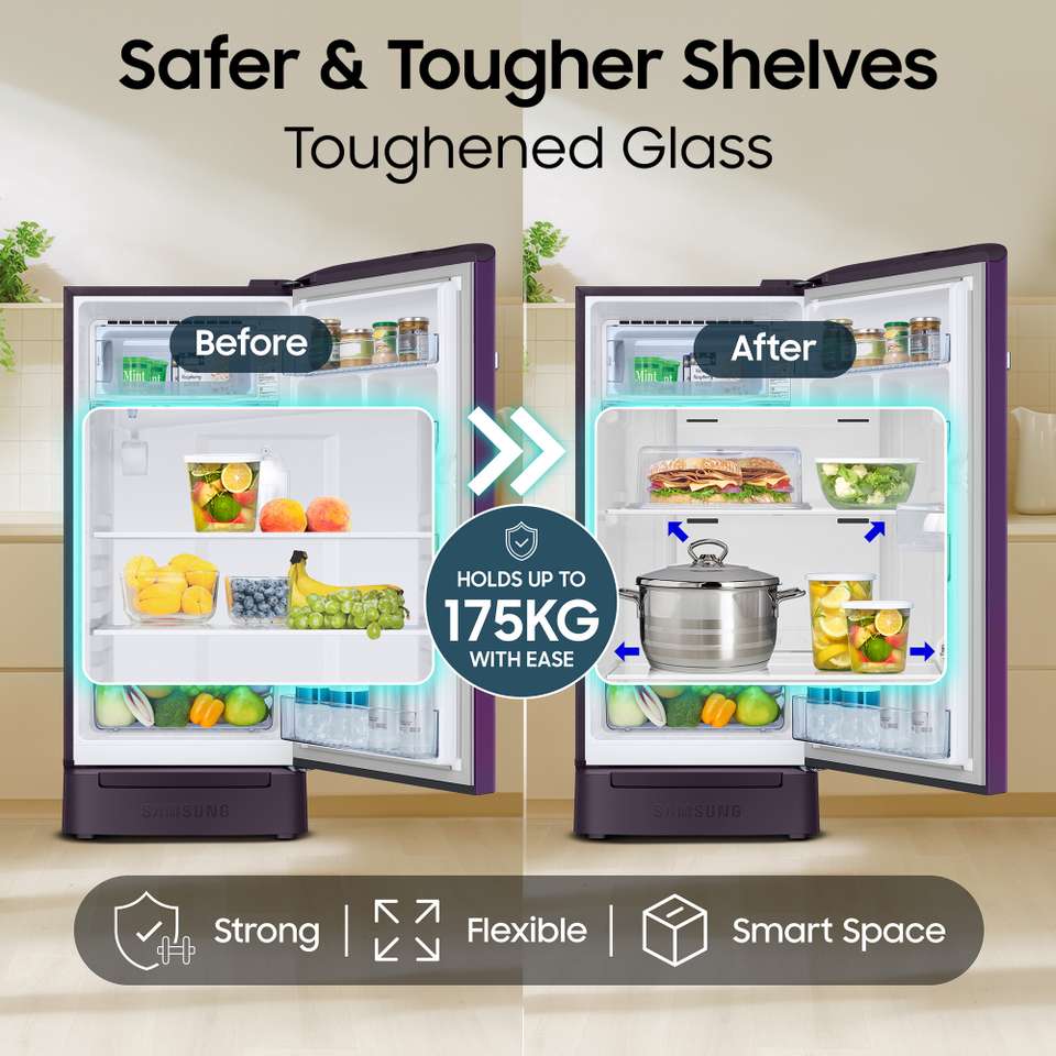 Samsung 189 L Direct Cool Single Door 5 Star Refrigerator with Base ...
