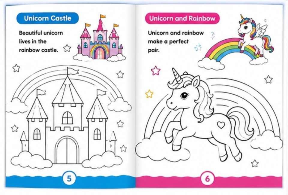 Pocket's Friend Fun With Colouring Unicorn Book For Kids | Cute Unicorn ...