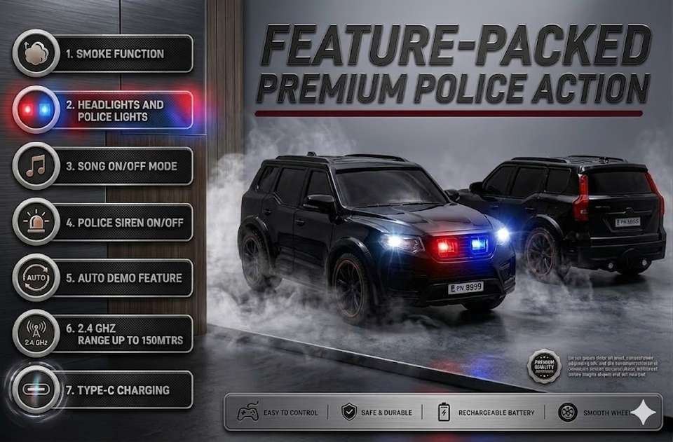 Scorpio Key Remote BAIRNINO Scorpio N RC Car for Kids with Auto Pilot Mode, Police Lights ...