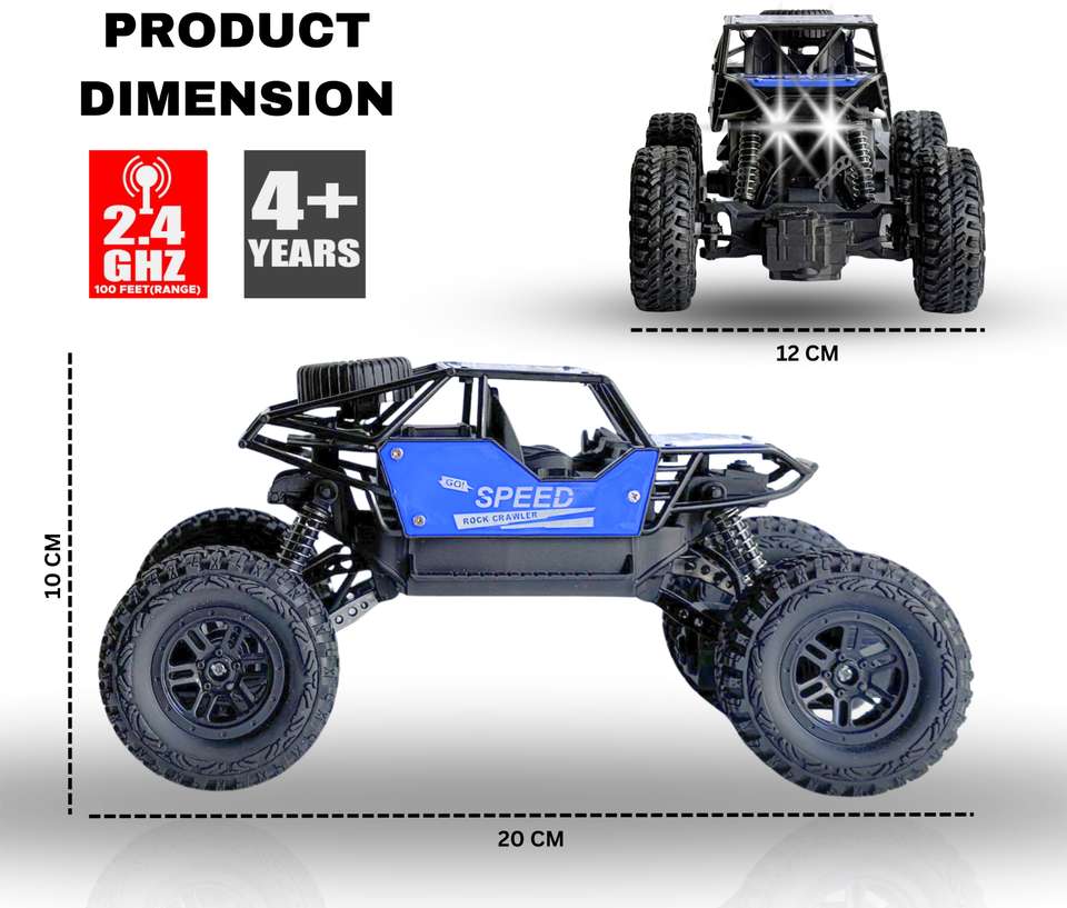KidsBug Remote Controlled Rock Crawler RC Monster Truck, 4 Wheel Drive ...