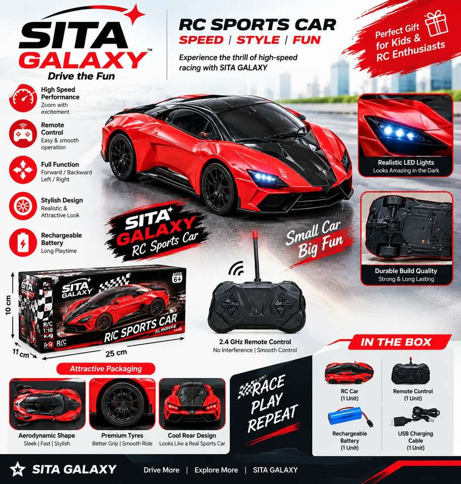 Sita Stunt Car High Speed Remote Controlled with 360 Degree Spin LED ...