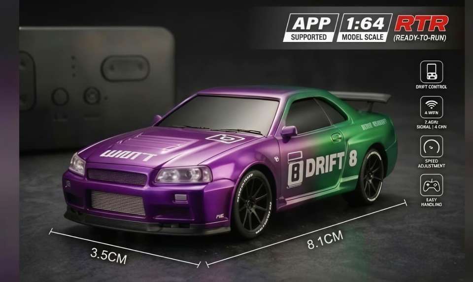 Logi Racing Controller ZHASK New Trending 1:64 Scale Alloy Mini R/C GT_R {R34} Racing Drift ...