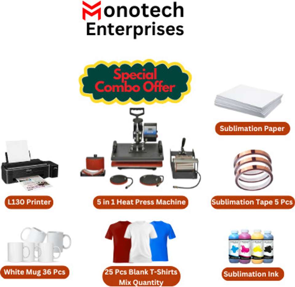 Monotech Enterprises 5 in 1 Combo Sublimation Printing Machine Full ...