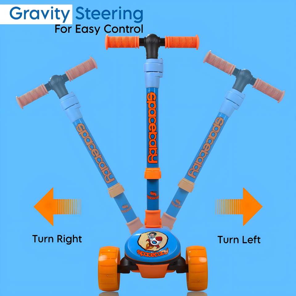 SPACEBABY Kids 3-Wheel Scooter | Foldable Seat, LED Wheels, 70kg ...