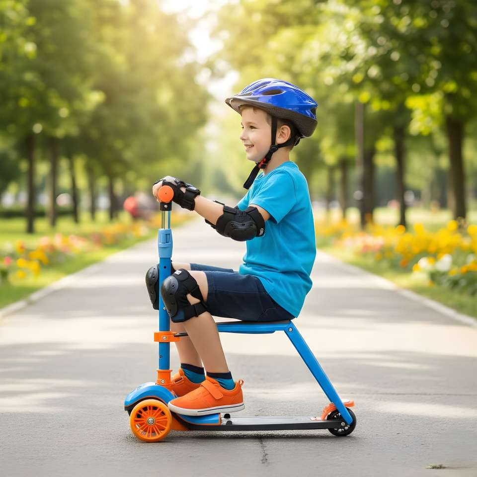 SPACEBABY Kids 3-Wheel Scooter | Foldable Seat, LED Wheels, 70kg ...