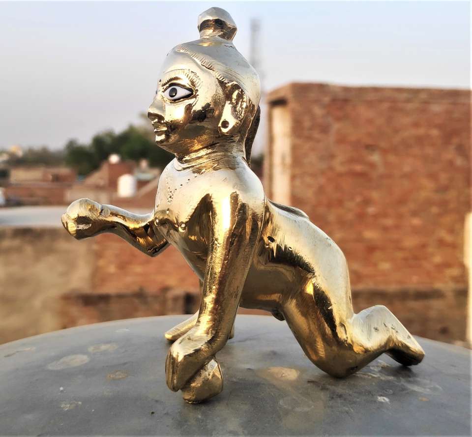 Iskcon Original Brass Laddoo Gopal/Bal Gopal Murti From Vrindavan (6 ...