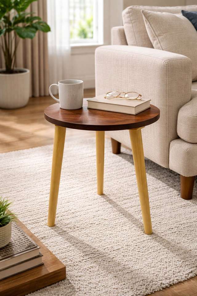 Small Rounded Simple Tables Shadmani Handicraft Coffee Table Simple Modern Bedside Side Table Small ...